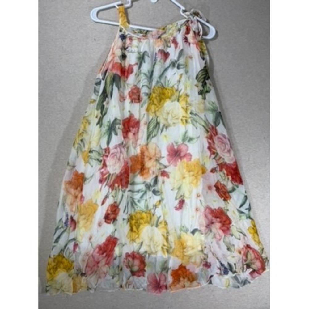 Bellambra Silk‎ Blend Trapeze Dress Womens Small White Floral Excellent Italy